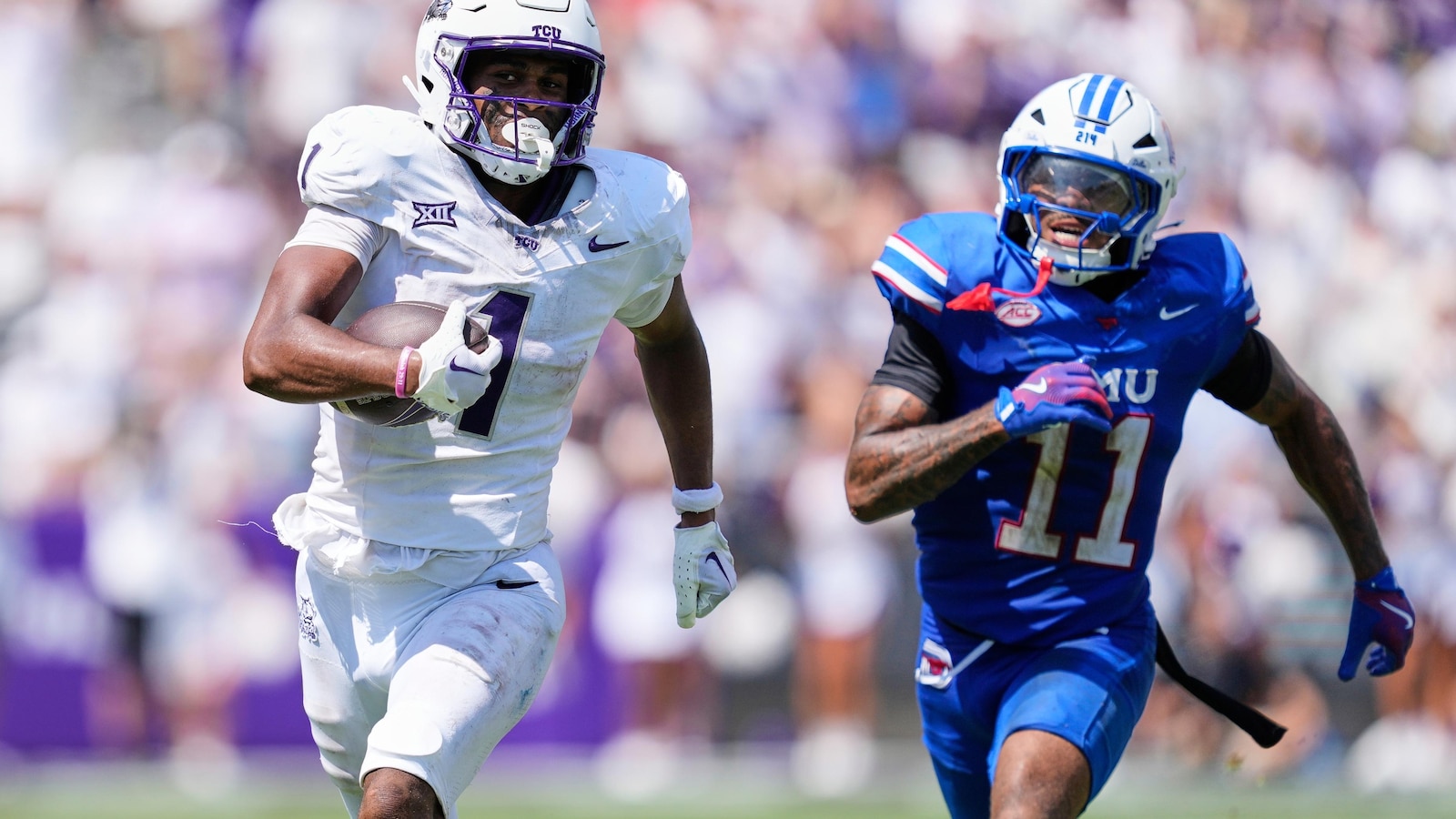 Eric McAlister has 254 yards and 3 TDs receiving as TCU beats SMU 35-24 in last scheduled meeting